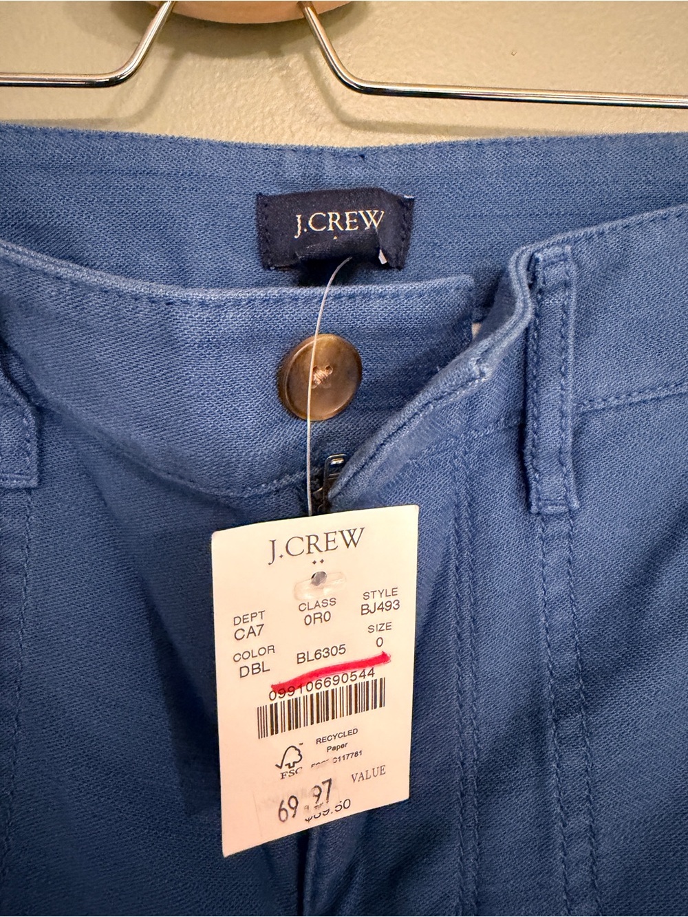 J. Crew Dusty Blue High-Waist Button-Front Pants